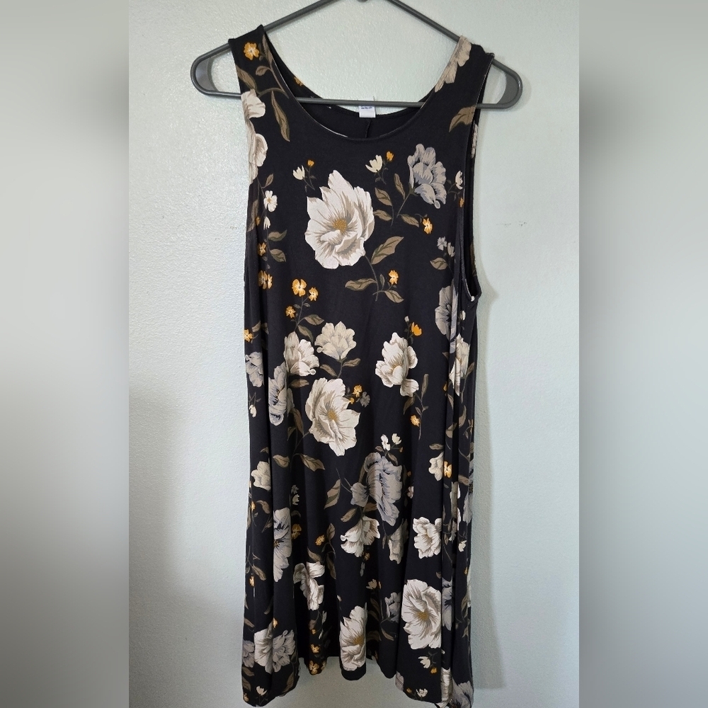 Old Navy Gray Floral Tank Dress Size Large